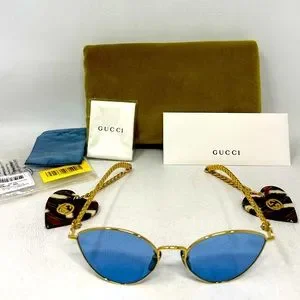 GUCCI GG0977S Metal Chain Cat Eye Sunglasses, Gold gucci-womens-gold-gg0977s-  main image 4